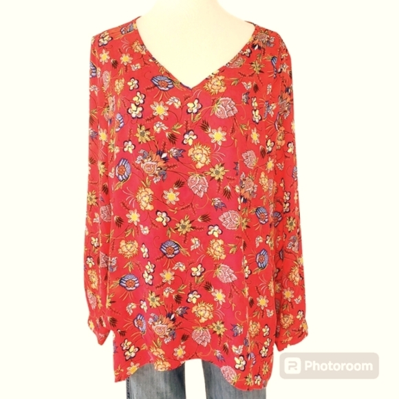 Chelsea & Theodore Tops - 🔥Chelsea & Theodore Long Sleeve‎ Floral Women's Blouse Size XXL